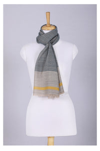 Serene Stride Stripes Wool Scarf - Beige Blue | SVEŽElife