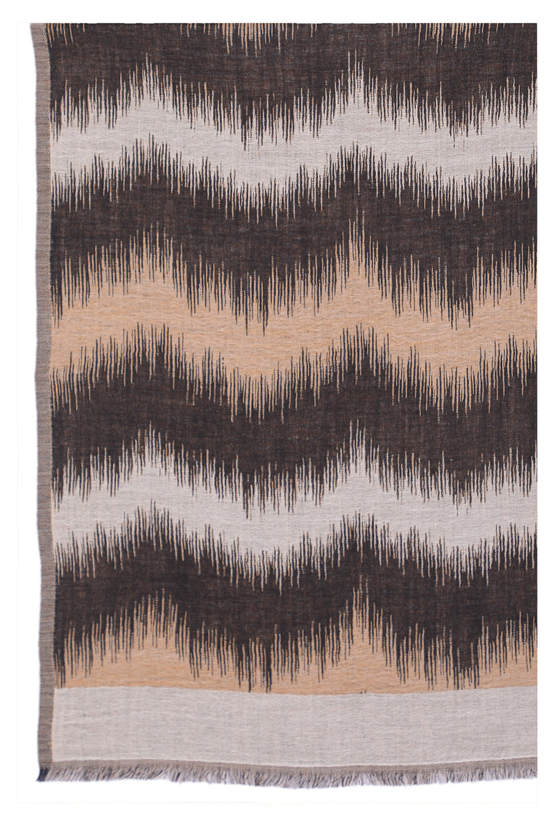 Sahara Jacquard Wool Scarf - Beige Black | SVEŽElife
