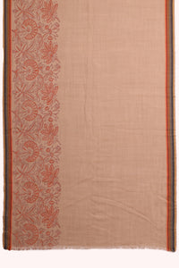 Terrace Floral Border Print Wool Scarf - Beige | SVEŽElife
