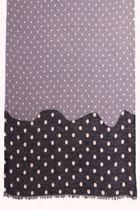 Indigo Crest Polka Dot Print Linen Blend Scarf - Blue | SVEŽElife