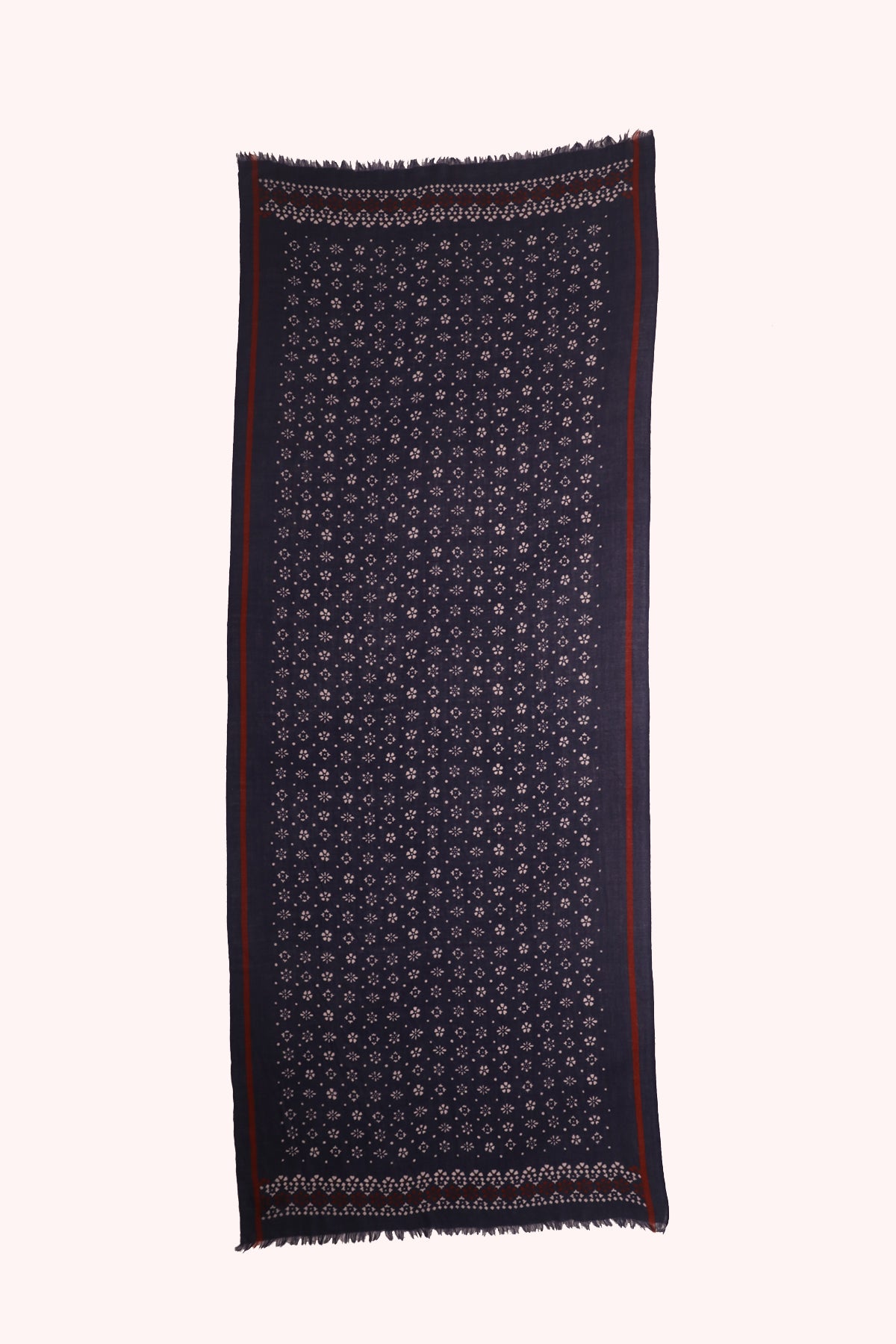 Indigo Bloom Print Wool Scarf - Navy | SVEŽElife