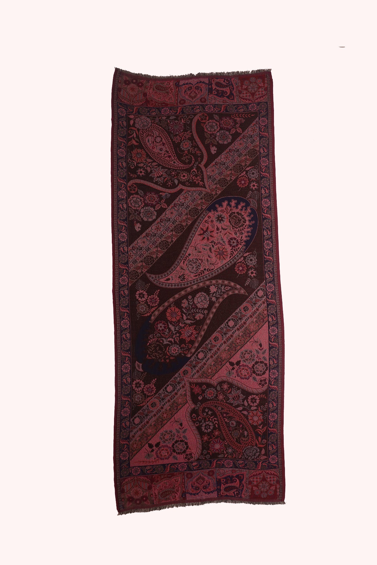 Dual Tone Paisley Jacquard Cotton Viscose Scarf - Magenta Brown | SVEŽElife