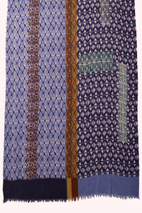 Modern Lattice Print Wool Scarf - Blue Multi | SVEŽElife