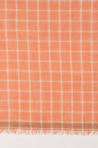 SVEZE Yarn Dyed Checks Merino Wool Scarf - Bright Orange - Flat Look