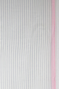 Classic Stripe with Neon Pink Border Viscose Scarf - Grey White Neon Pink