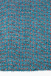 SVEZE Tile Print Linen Cotton Scarf - Navy Red - Flat Look