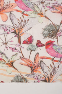 SVEZE Summer Sparrow Floral Print Cotton Modal Scarf - Multicoloured - Flat Look