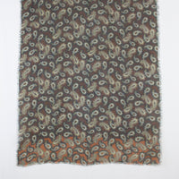 All Over Paisley Print Merino Wool Scarf - Brown Navy
