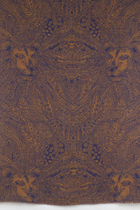 Dark Night Cheetah Jacquard Merino Wool Scarf - Navy Orange