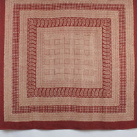 Checks Mix Print Bagh Hand-block Print Silk Square Scarf - Red