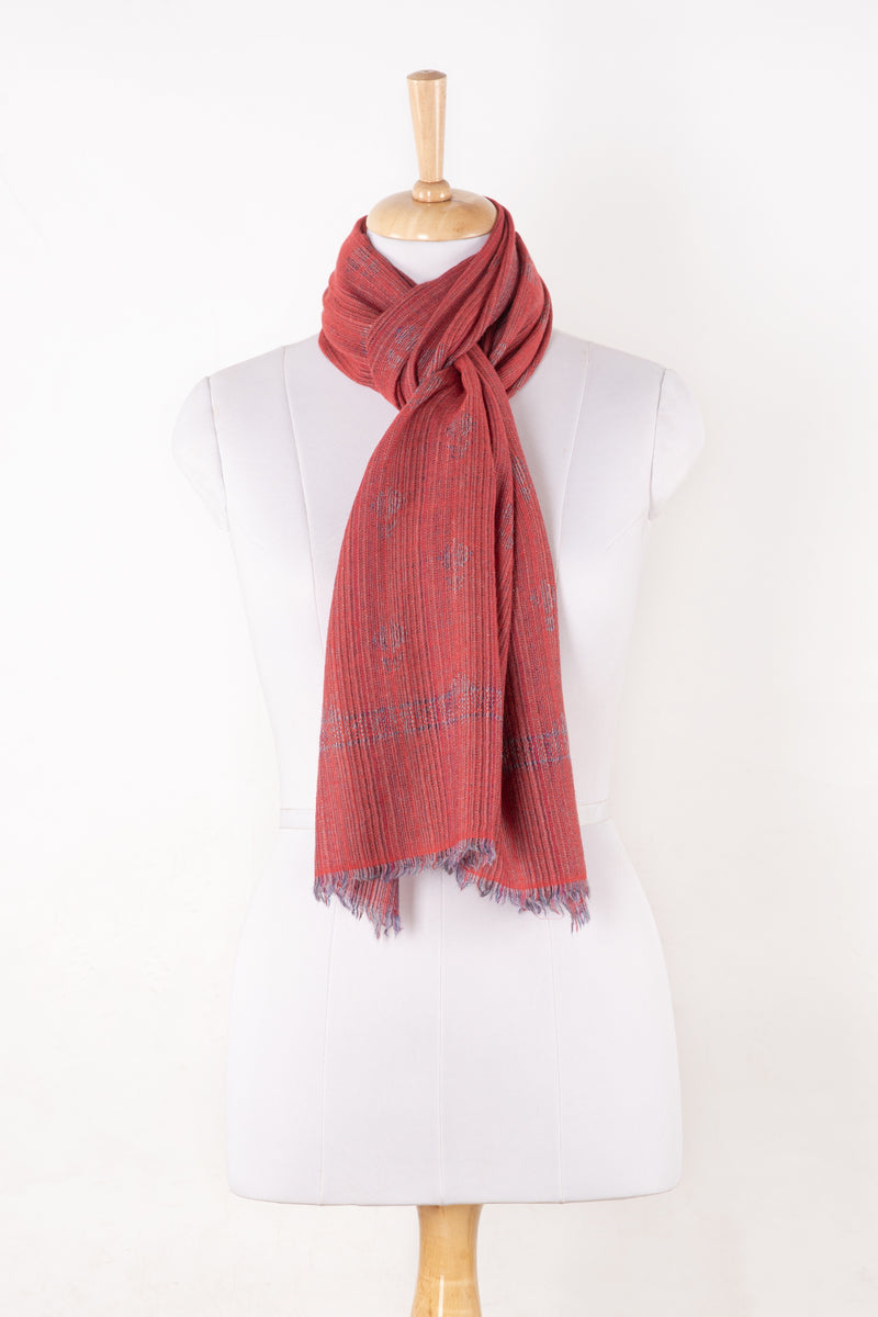Sveze - Little Paisley Stripe Jacquard Scarf - Pink - Alternate Drape