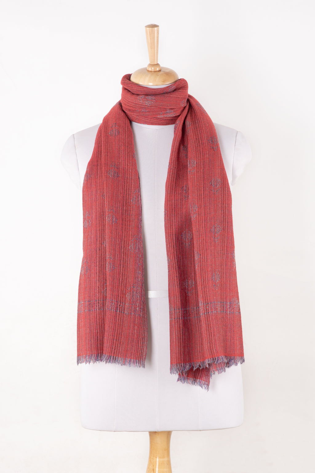Sveze - Little Paisley Stripe Jacquard Scarf - Pink - Regular Drape