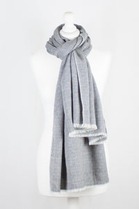 Diamond Weave Two Tone Woollen Scarf - Grey