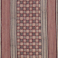 Checks & Stripes Bagh Hand-block Print Silk Scarf - Red