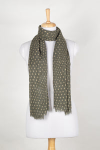 Polka Dots Illusion Merino Wool Scarf - Green