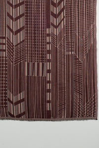 Geometric Abstract Jacquard Merino Wool Scarf - Maroon
