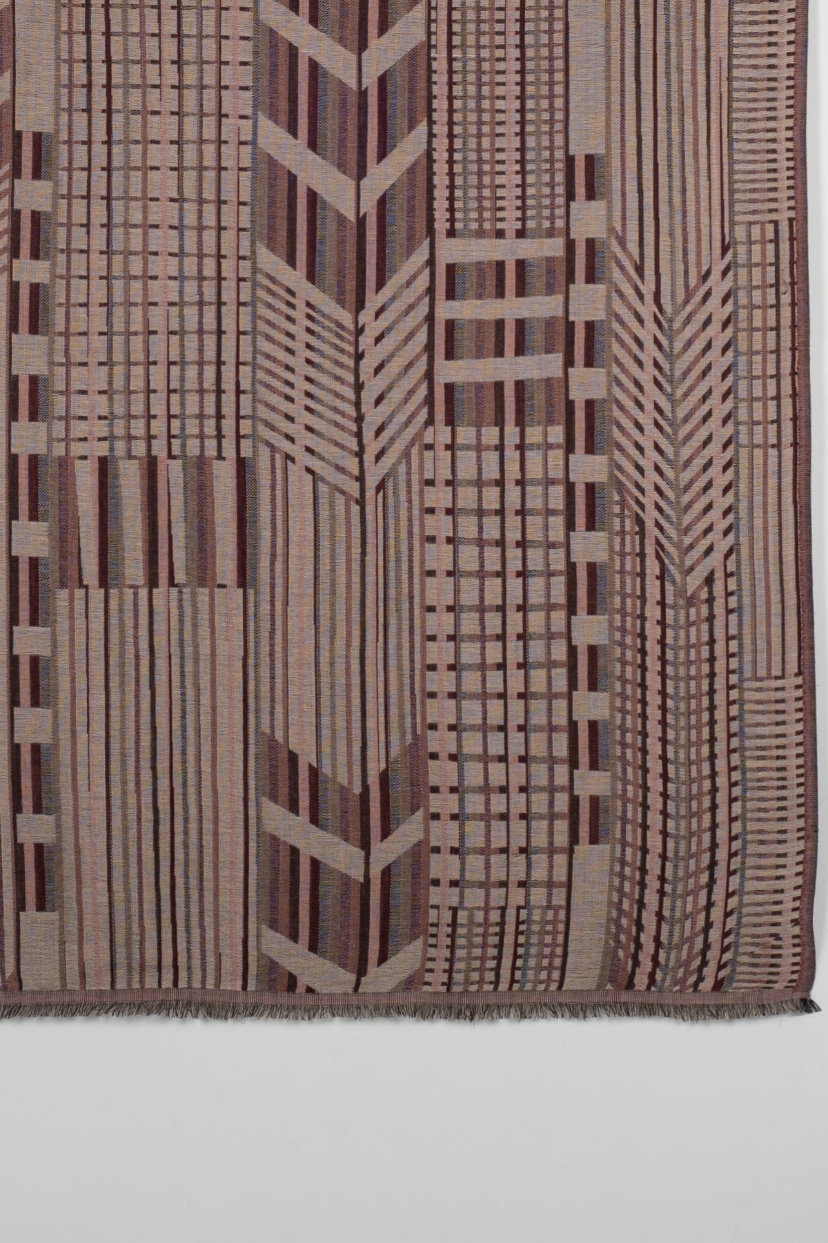 Geometric Abstract Jacquard Merino Wool Scarf - Maroon
