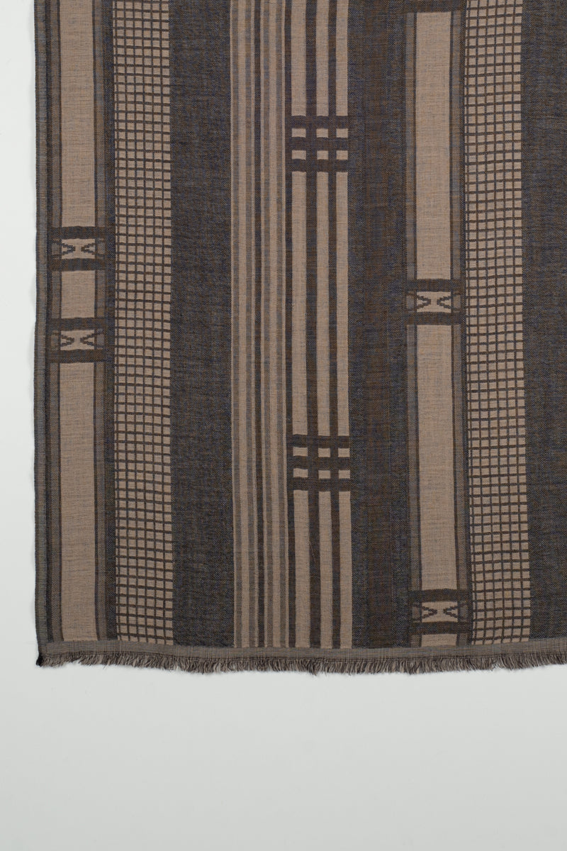 Checks & Stripes Abstract Fine Wool Jacquard Scarf – Black | SVEŽElife