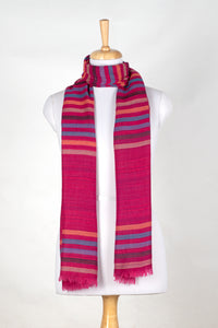 Vivid Stripes Reversible Cashmere Wool Scarf – Pink Multi | SVEŽElife