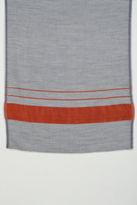 Bordered Stripe Cashmere Wool Scarf – Grey & Orange