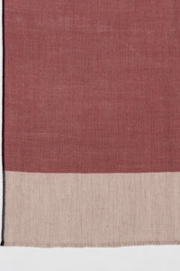 Twill Weave Two Tone Merino Wool Scarf - Red Beige