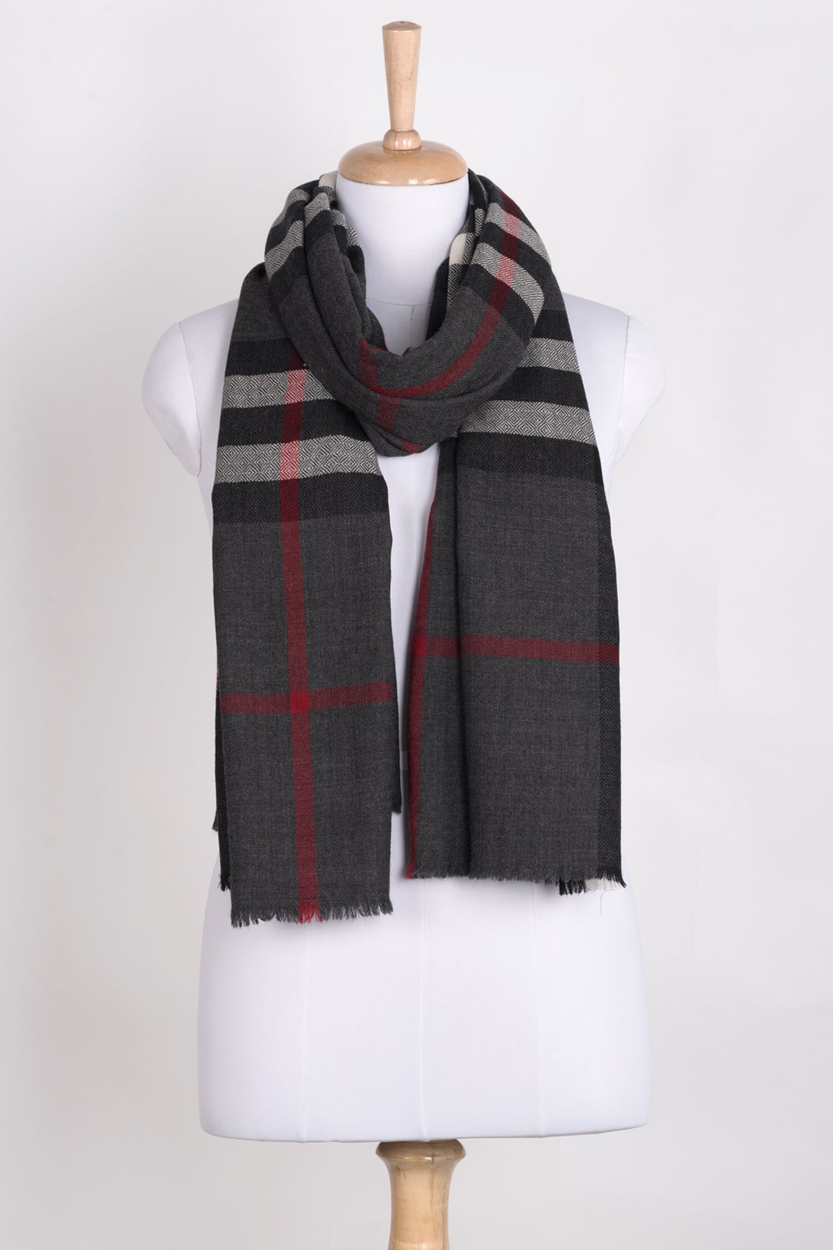 Checks with Small Diamond Weave - Charcoal Black White