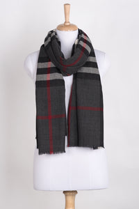 Checks with Small Diamond Weave - Charcoal Black White
