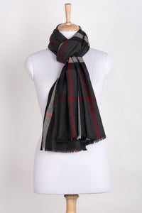 Checks with Small Diamond Weave - Charcoal Black White